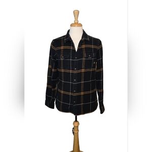 Vans Men’s Plaid Flannel Shirt – Tailored Fit Black Brown Check Button-Up Medium